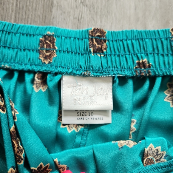 Vintage Tan Jay 2 Piece Midi Dress Set Teal Green With Floral Print Women's 8 - Picture 14 of 16